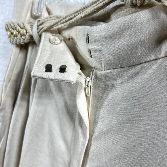 House Of Harlow 1960 NEW Womens XS Linen Blend Palazzo Pants Rope Beaded Belt - Picture 9 of 15